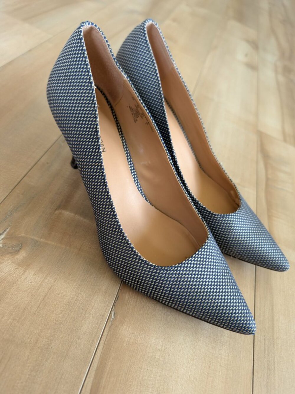Charles Jourdan Teresa Blue Woven Pointed Toe Pumps Size 9.5